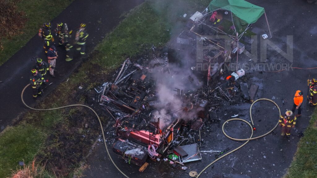 BREAKING: RV destroyed in driveway fire on Limekiln Pike in Perkasie